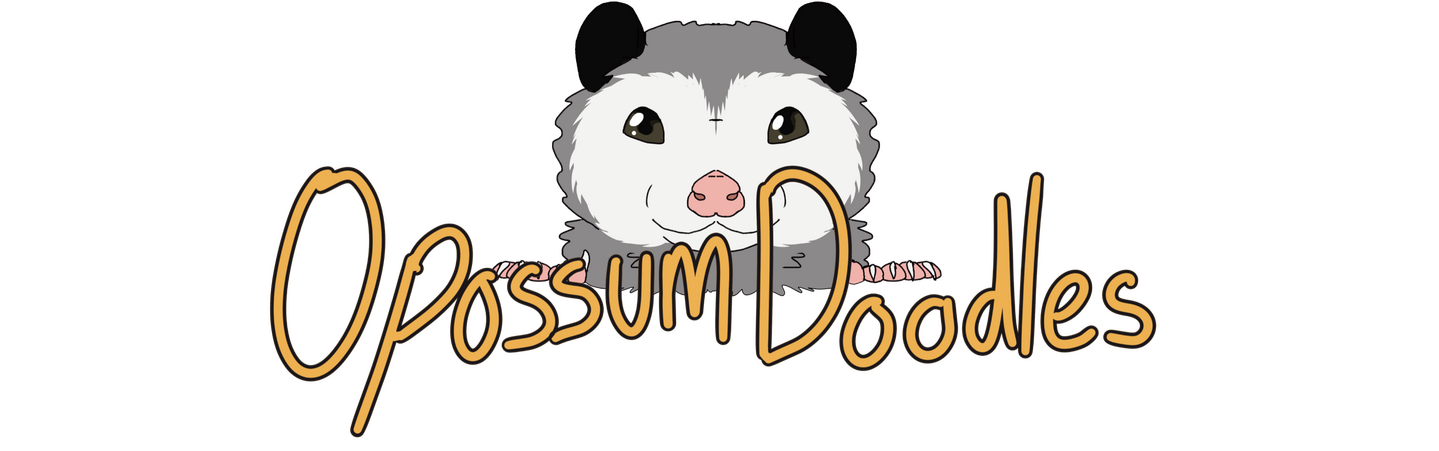 A grey opossum on a yellow circle behind it